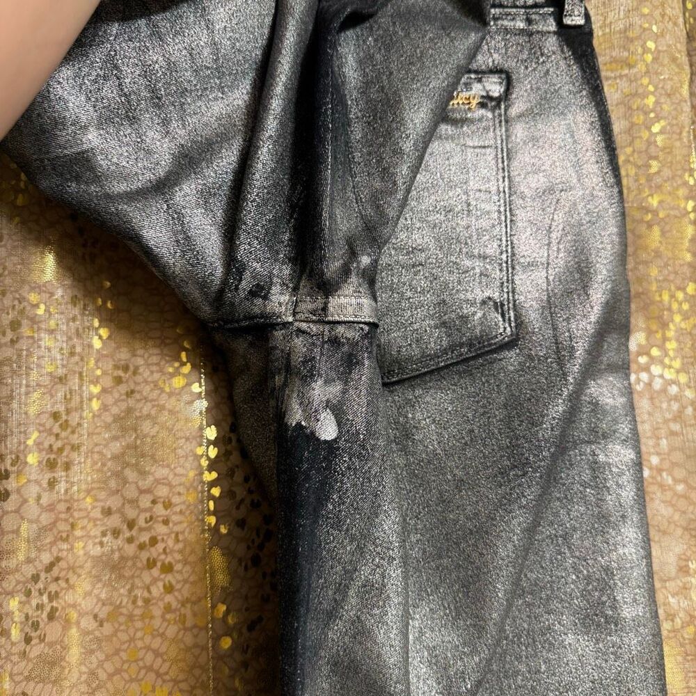 Juicy Couture Silver Metallic Coated Stretch Skinny Jeans Size 30 - Picture 11 of 12